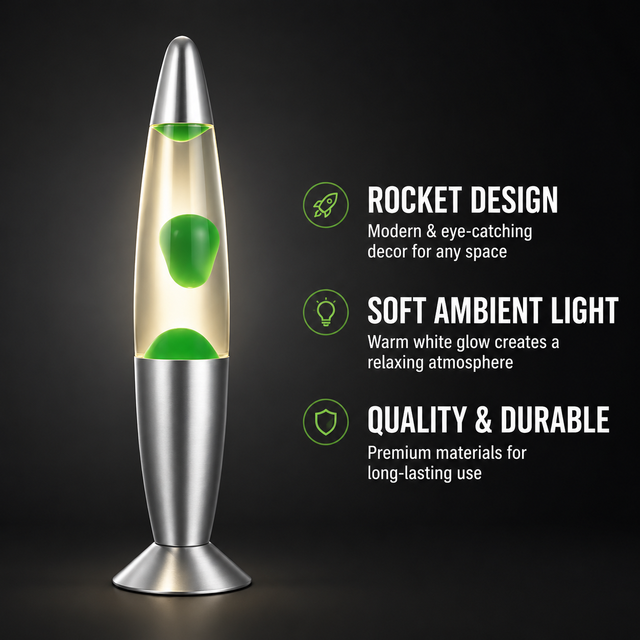 13 Inch Aluminum Electric Wax Flow Lava Lamp with Modern Design for Home Decor and Bedroom Mood Lighting