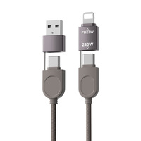 Câble de charge USB Type-C/1617 à enroulement et aspiration automatiques, sans nœuds, à charge rapide magnétique 240W