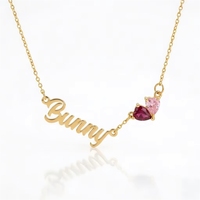 Collier personnalisé en acier inoxydable étanche et anti-ternissement avec nom et pierre de naissance en forme de cœur, bijoux personnalisés pour dropshipping