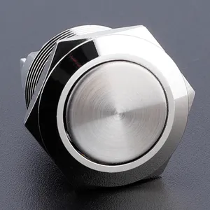 Mini interruttore a pulsante a LED in metallo nero momentaneo di tipo corto con mini luci a led impermeabili a 4 pin