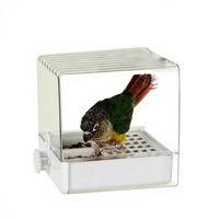 Birdstory Mangeoire automatique pour oiseaux, boîte à nourriture en PET étanche et anti-humidité, avec bac de bain externe spécial pour perroquets