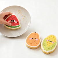Kit de Gros d'Éponges Comprimées en Cellulose Personnalisées et Adorables (Fruits et Légumes) pour la Cuisine : Pastèque, Maïs, Pomme de Terre - Nettoyage Extensible