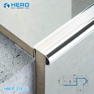 Profilés antidérapants en forme de J, bande de <span class=keywords><strong>protection</strong></span> imperméable, design traditionnel, bordure d'<span class=keywords><strong>escalier</strong></span> en aluminium, nez de marche en métal Hero pour la maison - Product Image 3