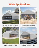 Tente de garage extérieure robuste 20x20 pieds, imperméable, pour 3 voitures, avec structure en acier galvanisé et parois latérales anti-UV incluses