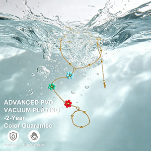 Pulsera <span class=keywords><strong>de</strong></span> cadena <span class=keywords><strong>de</strong></span> cuentas <span class=keywords><strong>de</strong></span> piedra al por mayor con dijes <span class=keywords><strong>de</strong></span> <span class=keywords><strong>acero</strong></span> <span class=keywords><strong>inoxidable</strong></span> chapado en oro <span class=keywords><strong>de</strong></span> 18k PVD para mujer, impermeable, para aniversario - Product Image 3