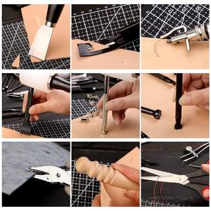 Kit Profesional de Herramientas para Trabajar el Cuero WBG, Juego Completo de Herramientas para Artesanía en Cuero con <span class=keywords><strong>Hilo</strong></span> Encerado, Raspador, Punzón y Perforador - Product Image 5