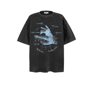 Customizable Men's 160g/300g Vintage Washed 100% Cotton Knitted Tee Regular Fit Street Fashion - Product Image 1