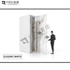 现代风格倾斜瓷砖展示架系统岩石金属瓷砖金属地板石塔石英展示架 - Product Image 2