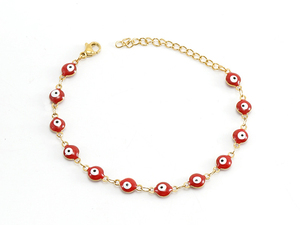 أساور مخصصة من الفولاذ المقاوم للصدأ قابلة للضبط أساور عين الشرير قطرات الزيت مطلية بالمينا التركي من مادة الإيبوكسي عيار 18 من الذهب الأنيق أساور للأطفال أفضل الأصدقاء - Product Image 3