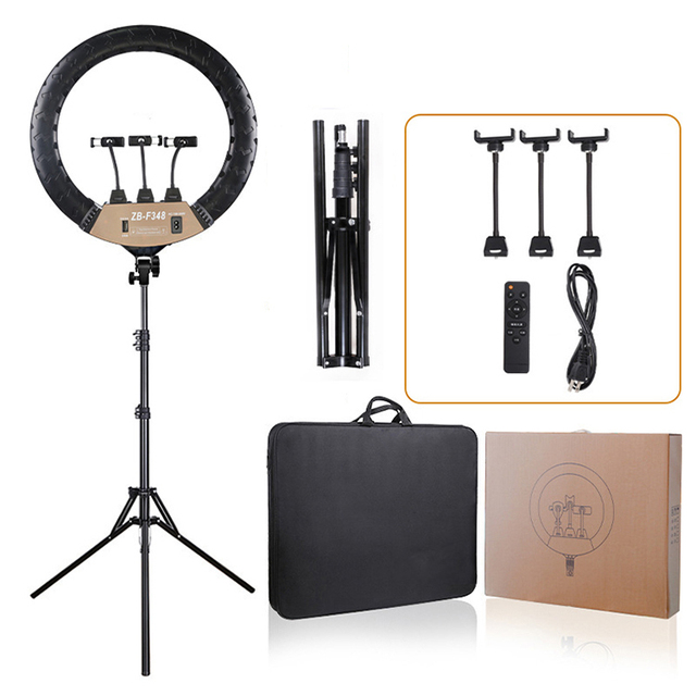 PYJ ZB-F348 18-inch LED Ring Light with Tripod for Professional Live Broadcast with Adjustable Brightness