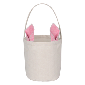 2022 New Wholesale Linen Fabric Heat-transfer Vinyl & Sublimation Available Customized Easter Bunny Bag Easter Basket