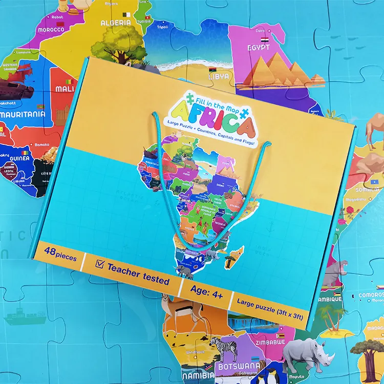 Atacado Dos Miúdos do Costume Brinquedo Educação Jigsaw Puzzle Game Personalizado Mapa Do Mundo 48 100 Peças Crianças Andar Puzzle