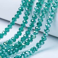 PandaHall 10 brins 4mm 6mm 8mm 10mm facettes Rondelle bleu clair Ab couleur galvanoplastie perles de verre