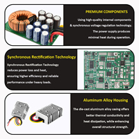 Convertidor CC/CC Monofásico Ultraestable de 600W Máx. 60V a 24V 10A/15A/25A para Aplicaciones en Autos, Barcos y Motores