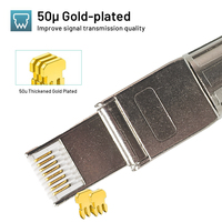 Konektor Ethernet CAT8 RJ45 Tanpa Alat, Panel Mount, 8 Pin, Berbahan Zinc Alloy, RJ 45 Coupler STP Shielded, Modular Plug