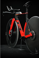 Vélo de Triathlon T3 Wheeltop Électrique Sans Fil 24 Vitesses, Roue Avant à 3 Rayons et Roue Arrière à Disque, Pédale Ordinaire en Carbone Légère