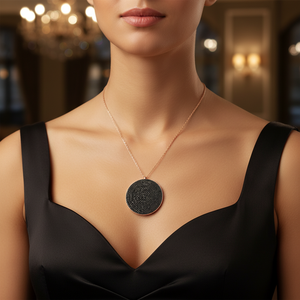 Joyería de diseño redondo circón negro 34mm collar redondo al por mayor hecho a mano 925 joyería de plata esterlina - Product Image 3
