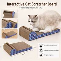 Grattoir pour chat en carton ondulé en gros avec boule à rouler et clochette, forme en P, coussin à gratter pour chat, emballage personnalisé