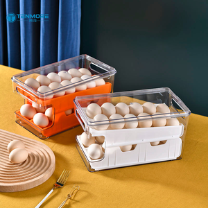 Boîte de rangement multifonctionnelle pour œufs et boissons, organisateur alimentaire transparent empilable pour réfrigérateur - Product Image 5