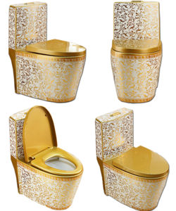 Toilette Salle De Bain <span class=keywords><strong>Dore</strong></span> Wc monobloc plaqué or en céramique sanitaire cuvette de toilette sanitaire au sol - Product Image 1