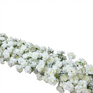 <span class=keywords><strong>Camino</strong></span> de Flores Artificiales Personalizado de Fábrica, Decoración de <span class=keywords><strong>Camino</strong></span> de Boda con Rosas de Seda Blancas - Product Image 1