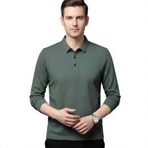 Men's Long Sleeve for <b>Shirt</b> Solid Color Knitted Cotton Breathable Casual Style Regular Fit Front Logo All Seasons - Product Image 1