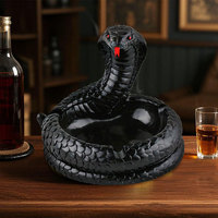 Cendrier décoratif de table en résine, motif serpent cobra noir gothique, style Art Déco, créatif, pour anniversaire, décoration de bar à domicile, OEM accepté