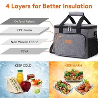 Sac isotherme portable moderne de 15 L, isolé thermiquement, en tissu 600D, carré, boîte à lunch, capacité de 24 canettes, rétention de glace pendant 2 jours, utilisation en extérieur