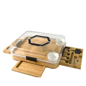 <span class=keywords><strong>Plateau</strong></span> à fruits, à steak, à pâtisserie avec couvercle transparent, planche à découper en bambou, planche à découper double face portable pour <span class=keywords><strong>fromage</strong></span>, cuisine - Product Image 1