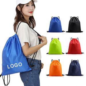 Custom Logo Promotional 210D Polyester Backpack Grocery Storage Drawstring <b>Bags</b> for Gym <b>Bag</b> With Pu - Product Image 1