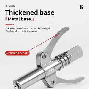 10000 PSI Grease Gun Coupler Nozzle Oiling Ganda Menangani Injeksi Nozzle Grease Gun dengan 30CM Tabung