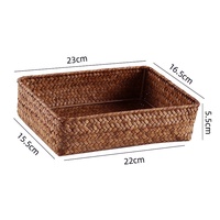 Panier de rangement multifonctionnel en jonc de mer tressé Girida, style japonais, écologique, avec poignée, pour articles divers de bureau, bijoux, télécommandes