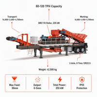 Concasseur mobile à double rouleau et installation de concassage à rouleaux 80-120 TPH pour le traitement des tailings miniers et des roches