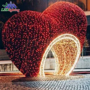 holiday lighting new design for led outdoor street decoration motif 3D Heart shaped arch lights