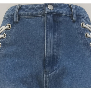 <span class=keywords><strong>Jeans</strong></span> da Donna di Alta Qualità Personalizzati, Casual, a Gamba Larga, Vita Media, con Design a Cinghie Laterali, <span class=keywords><strong>Jeans</strong></span> Lavati, Pantaloni da Donna - Product Image 5