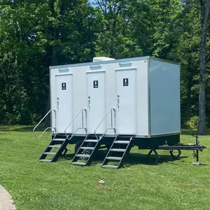 3 stasiun rumah Prefab ruang Pancuran luar ruangan portabel kamar mandi berkemah Trailer seluler Toilet mewah Trailer kamar kecil dengan DOT