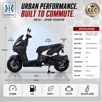 Scooter à essence 125cc Urban Adventure Euro 5 EFI Démarrage sans clé Frein à disque CBS CVT Roue de 12 pouces Commuter Urbain
