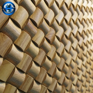 Panneaux muraux 3D en cèdre de luxe Art Déco style métropolitain chic pour hall de condo de luxe et solutions de décoration murale commerciale à fort trafic - Product Image 1