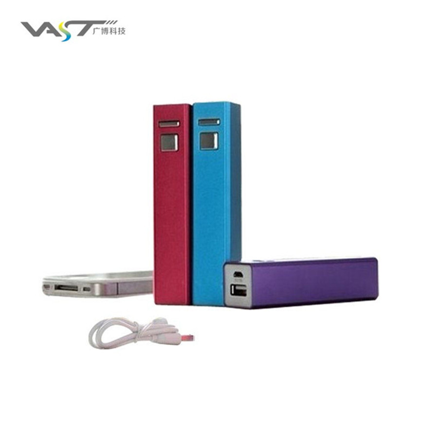 Vente chaude Rectangle En Métal Coquille 2600 mah Portatif De Marque de Banque de Puissance Mobile pour cadeau promotionnel