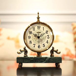 European Retro Table <b>Clock</b> Quartz Movement Circular Design Home Decor Living Room Ornament - Product Image 1