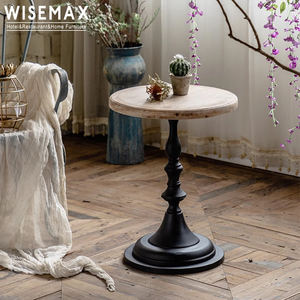 WISEMAX FURNITURE Canapé classique et élégant base en fer en forme de T plateau en bois table basse ronde blanche pour salon villa - Product Image 6