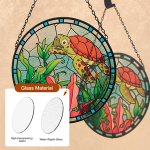 Atrapasueños de Cristal Liso Art Deco Personalizado con Forma de Tortuga Marina, Escena Náutica Oceánica, Vidrio Emplomado para Colgar en Ventanas, Decoración del Hogar - Product Image 5