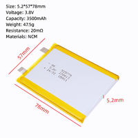 Baterai Lithium Polymer Semi-solid State OEM 3.8V 3500mAh CE Ultra Tipis Dapat Disesuaikan untuk Laptop MacBook HP