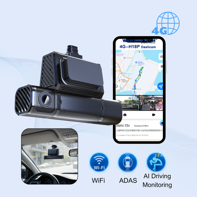 4G Triple Lens Dashcam with ADAS | Front Rear Interior Camera | WiFi Live View | Fleet GPS Tracking | H18P Truck Taxi DVR