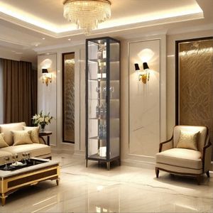 ארון יוקרה מודרני סלון יין ארון עם מסך מסך מסך אור זכוכית למזג יין אדום באינטרנט מחיצה - Product Image 4