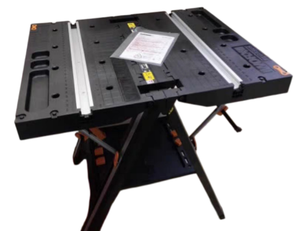 Banc de travail pliable robuste avec plan de travail en acier inoxydable, banc de travail multifonctionnel portable pour garage, atelier, bureau - Product Image 1