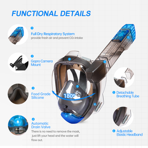 Máscara <span class=keywords><strong>de</strong></span> Esnórquel para Adultos Completamente Seca Impermeable Antivaho con Tubo <span class=keywords><strong>de</strong></span> Respiración y <span class=keywords><strong>Gafas</strong></span> <span class=keywords><strong>de</strong></span> Natación Equipo <span class=keywords><strong>de</strong></span> Buceo - Product Image 4