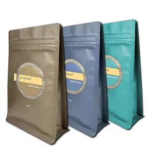 Bolsa de fondo plano personalizada, productos nuevos, con paquete de granos de café con cremallera, 2023