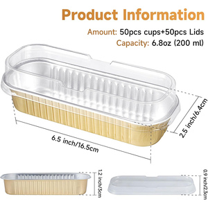 Moule à pain miniature rectangulaire jetable de 200 ml (6,8 oz) en aluminium avec couvercle en plastique et cuillères en plastique PET - Product Image 2