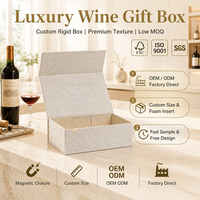Boîte cadeau pour bouteille de vin personnalisée, gaufrée, à plat, avec couvercle magnétique, emballage rigide pliable, style moderne et luxueux, recyclable pour